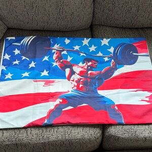 Weightlifting Red White Blue America Pillowcases Americana Olympics Bedding